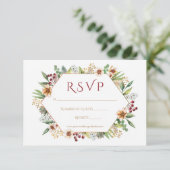 秋の山水色結婚の赤 出欠カード (スタンド正面)