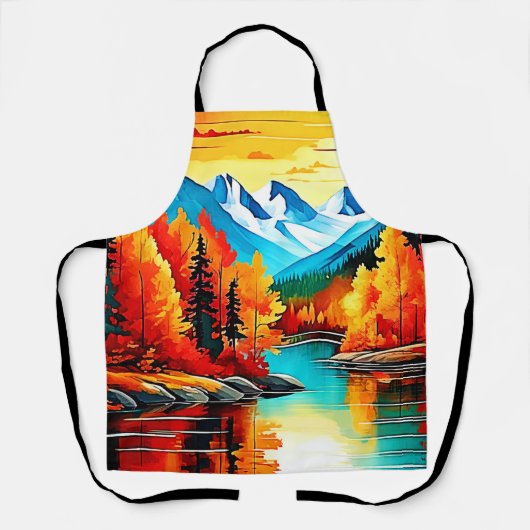 秋の山湖シーン エプロン (正面)