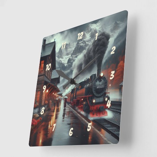 秋の山車旅行 スクエア壁時計 (傾斜)