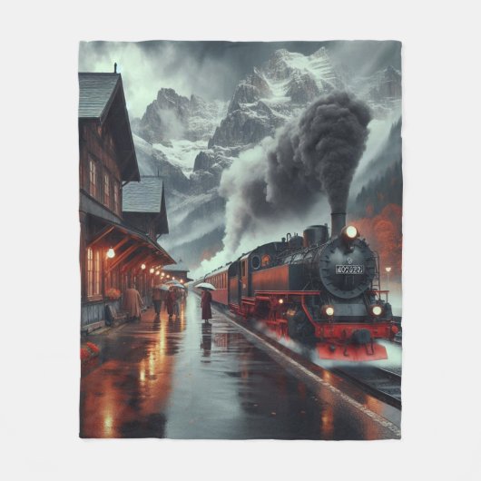 秋の山車旅行 フリースブランケット (正面)