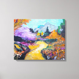 秋の山道の絵画 キャンバス