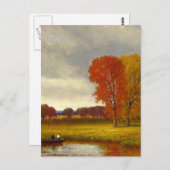 秋の川の木絵画々 ポストカード (正面/裏面)