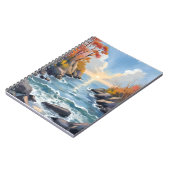 秋の川の陽光の紅葉の風景 水彩画 ノートブック (左側)