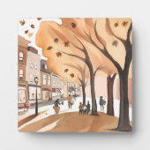 秋の市立公園｜紅葉の水彩画 フォトプラーク (正面)
