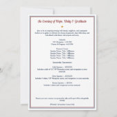 秋の希望・統一・感謝のロゴ付資金調達ディナー 招待状 (裏面)