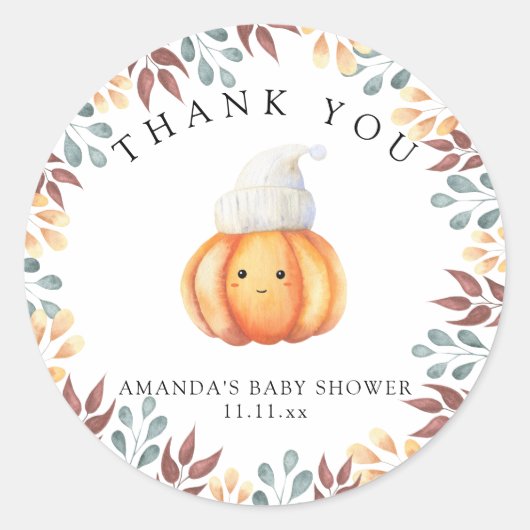 秋の帽子のカボチャ感謝してい- you ラウンドシール (正面)