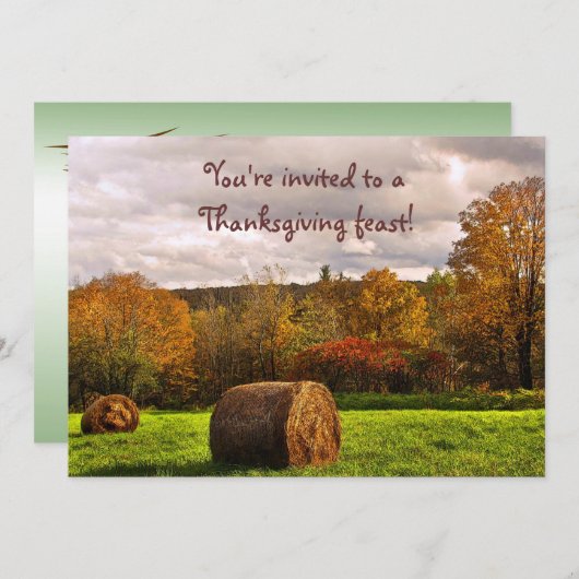 秋の干し草の収穫の感謝祭の招待状 招待状 (正面/裏面)