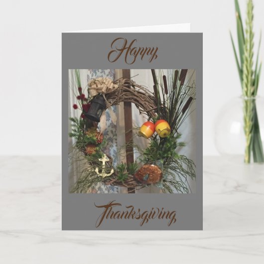 秋の幸せな感謝の気持ちを持つ画像 シーズンカード (正面)