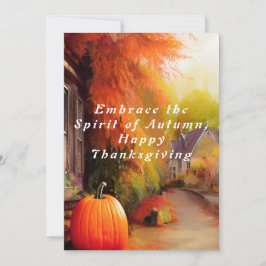 秋の幸せな感謝祭の精神を受け入れる 招待状