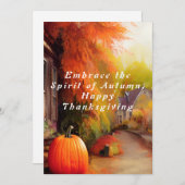 秋の幸せな感謝祭の精神を受け入れる 招待状 (正面/裏面)