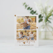 秋の幸せな感謝 |家族の写真コラージュ シーズンポストカード (スタンド正面)