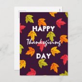 秋の幸せカラフルな葉感謝祭 シーズンポストカード (正面/裏面)