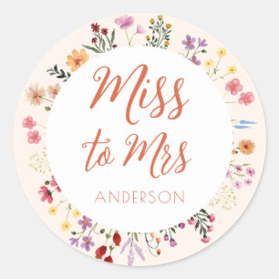 秋の幻想的なワイルドフラワー Ms to Mrs ブライズシャワー ラウンドシール