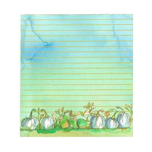 秋の幽霊カボチャ水彩ライン ノートパッド (正面)