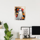 秋の幽霊 – コージーハロウィーン&秋ポスター ポスター (ホームオフィス)