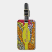 秋の幾何学的モザイク抽象芸術 ラゲッジタグ (正面縦)