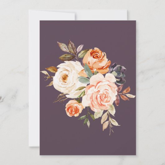 秋の幾何学的金ゴールドフローラボーダ 招待状 (裏面)