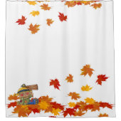 秋の座りかかし シャワーカーテン (正面)