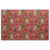 秋の庭のロビンズブラックの赤いダリア ファブリック (ヤード)