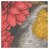 秋の庭のロビンズブラックの赤いダリア ファブリック (クローズアップ)