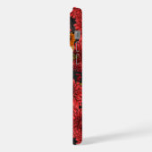 秋の庭のロビンズブラックの赤いダリア iPhoneケース (左側面)