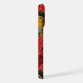 秋の庭のロビンズブラックの赤いダリア iPhoneケース (右側面)