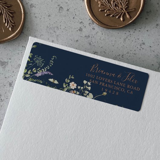 秋の庭のワイルドフラワー返送ラベル ラベル