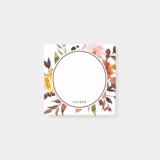 秋の庭の水彩パーソナライズされた画 ポストイット (正面)