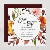 秋の庭の水結婚色のスクウェア救ザD セーブザデート (正面/裏面)