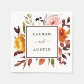 秋の庭の水結婚色パーソナライズされた スタンダードカクテルナプキン (正面)