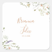 秋の庭の野生の花の結婚式の封筒のシール スクエアシール (正面)