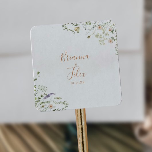 秋の庭の野生の花の結婚式の封筒のシール スクエアシール