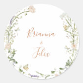 秋の庭の野生の花の結婚式の封筒のシール ラウンドシール (正面)
