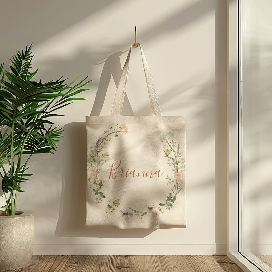 秋の庭の野生の花の花嫁介添人トートバッグ トートバッグ