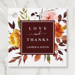 秋の庭ブルゴーニュ結婚ーの感謝 フェイバータグ