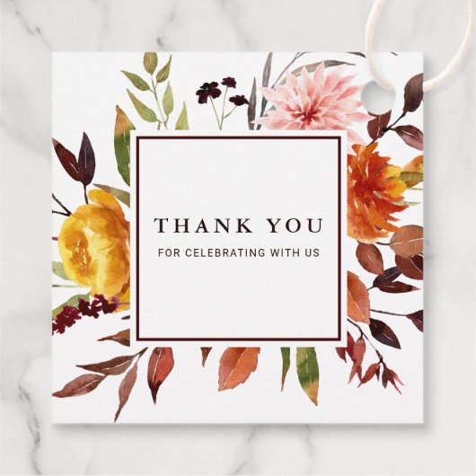 秋の庭園の結婚式サンキューメッセージカード フェイバータグ (裏面)