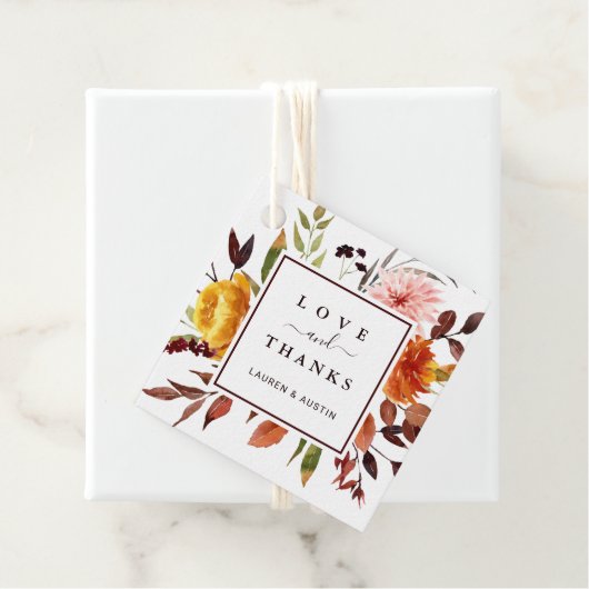 秋の庭園の結婚式サンキューメッセージカード フェイバータグ (インサイチュ)