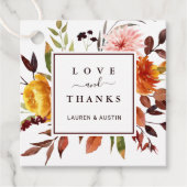 秋の庭園の結婚式サンキューメッセージカード フェイバータグ (正面)