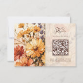 秋の庭園の花嫁ウェディングQRコードRSVPカード 出欠カード (正面)
