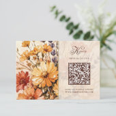 秋の庭園の花嫁ウェディングQRコードRSVPカード 出欠カード (スタンド正面)