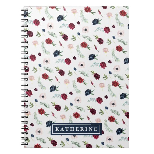 秋の庭園模様パーソナライズされた螺旋手帳 ノートブック (正面)