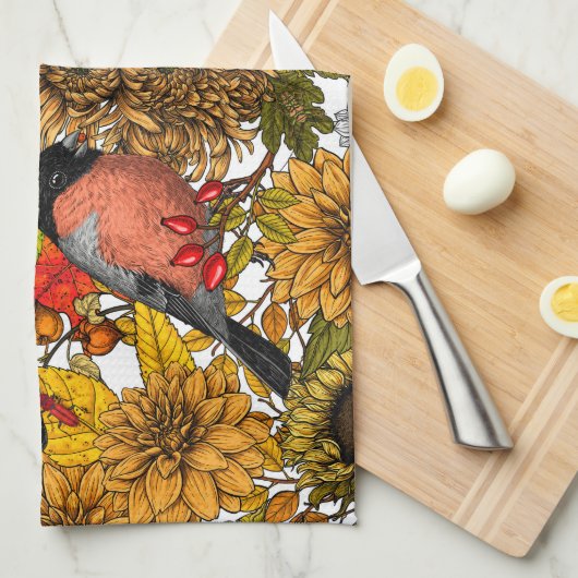 秋の庭1 キッチンタオル (四つ折り)