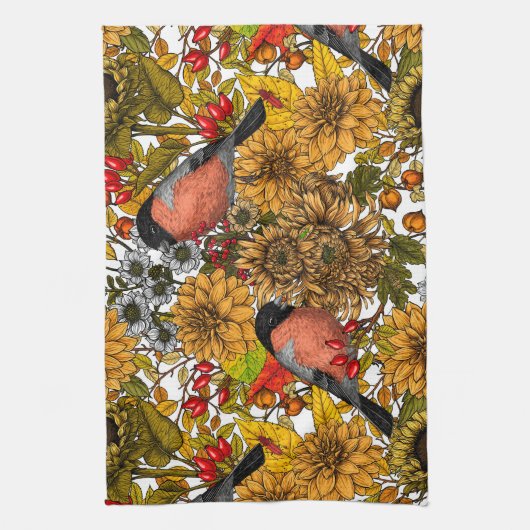 秋の庭1 キッチンタオル (縦)