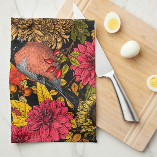 秋の庭2 キッチンタオル (四つ折り)