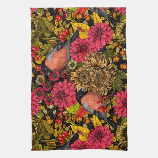 秋の庭2 キッチンタオル (縦)