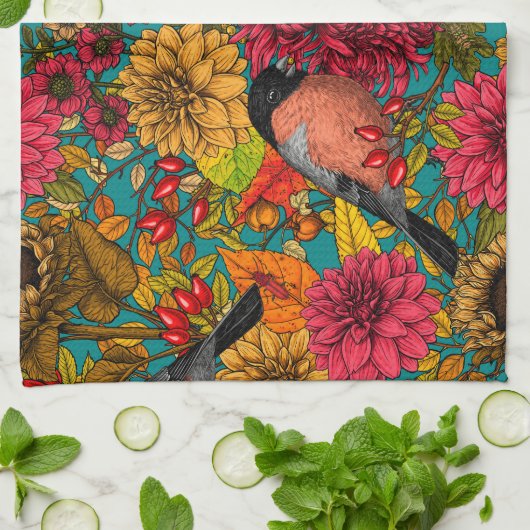 秋の庭3 キッチンタオル (折り畳み)