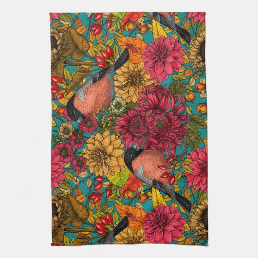 秋の庭3 キッチンタオル (縦)