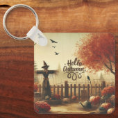 秋の庭&かかし キーホルダー (正面)