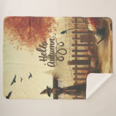 秋の庭&かかし シェルパブランケット (正面(横))