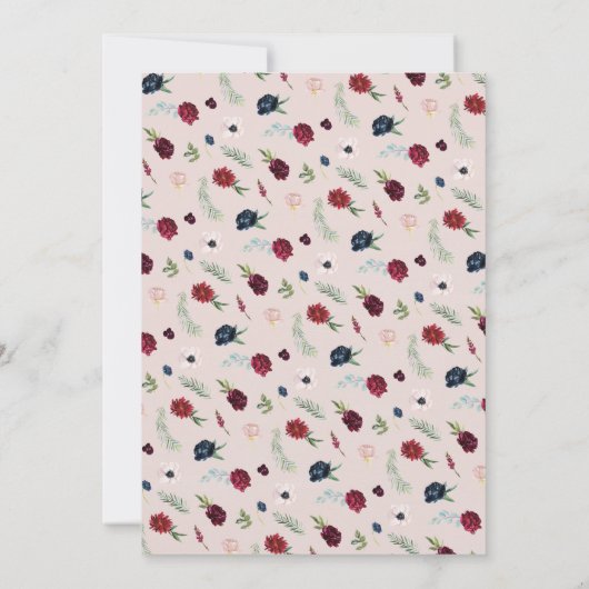 秋の庭 |ネイビーブルーモノグラム結婚ズ 招待状 (裏面)